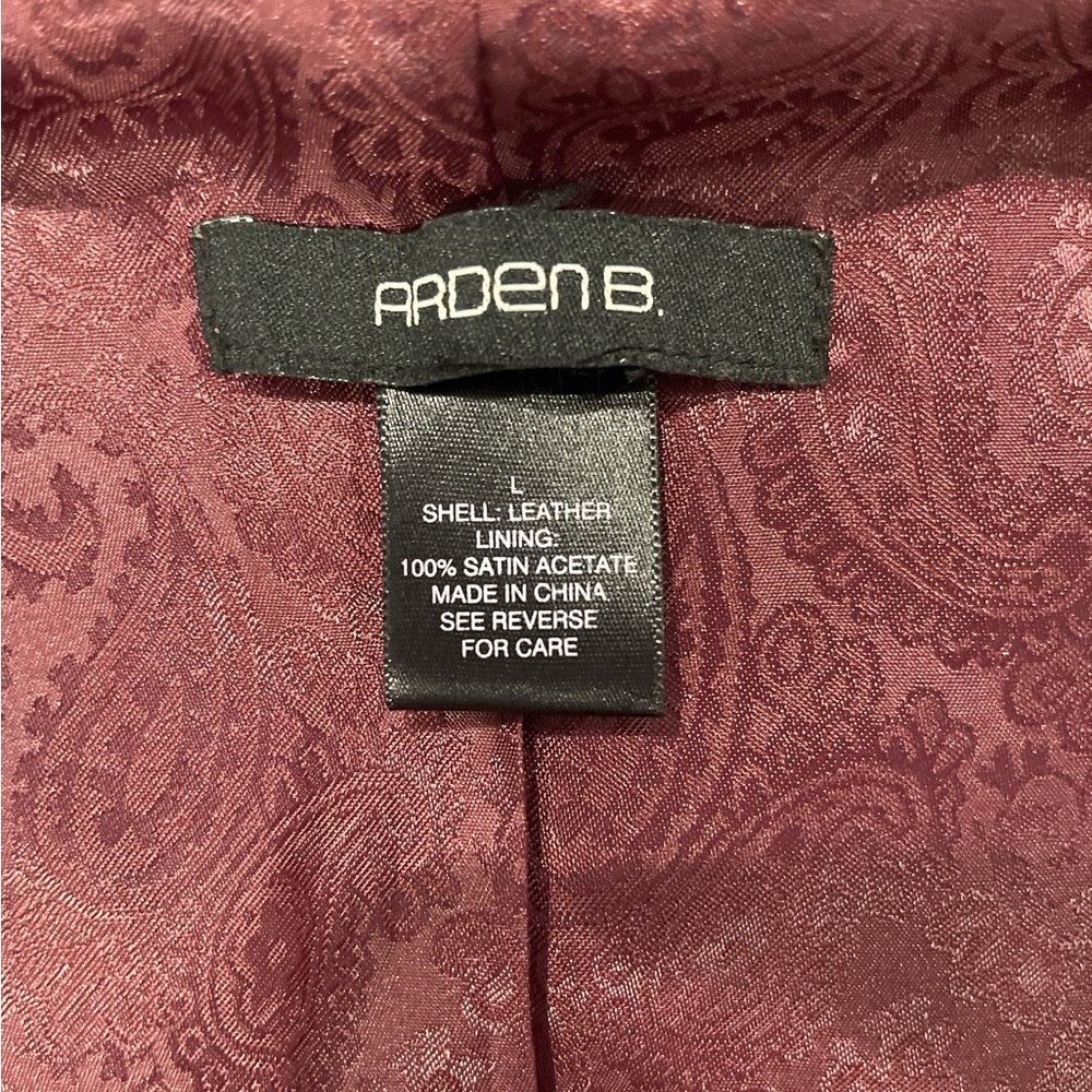 Arden B Leather Zip Front Snap Down Collar Distressed Burgundy Jacket Size L - Picture 13 of 13